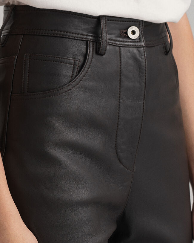 Pantalon court à taille haute en cuir