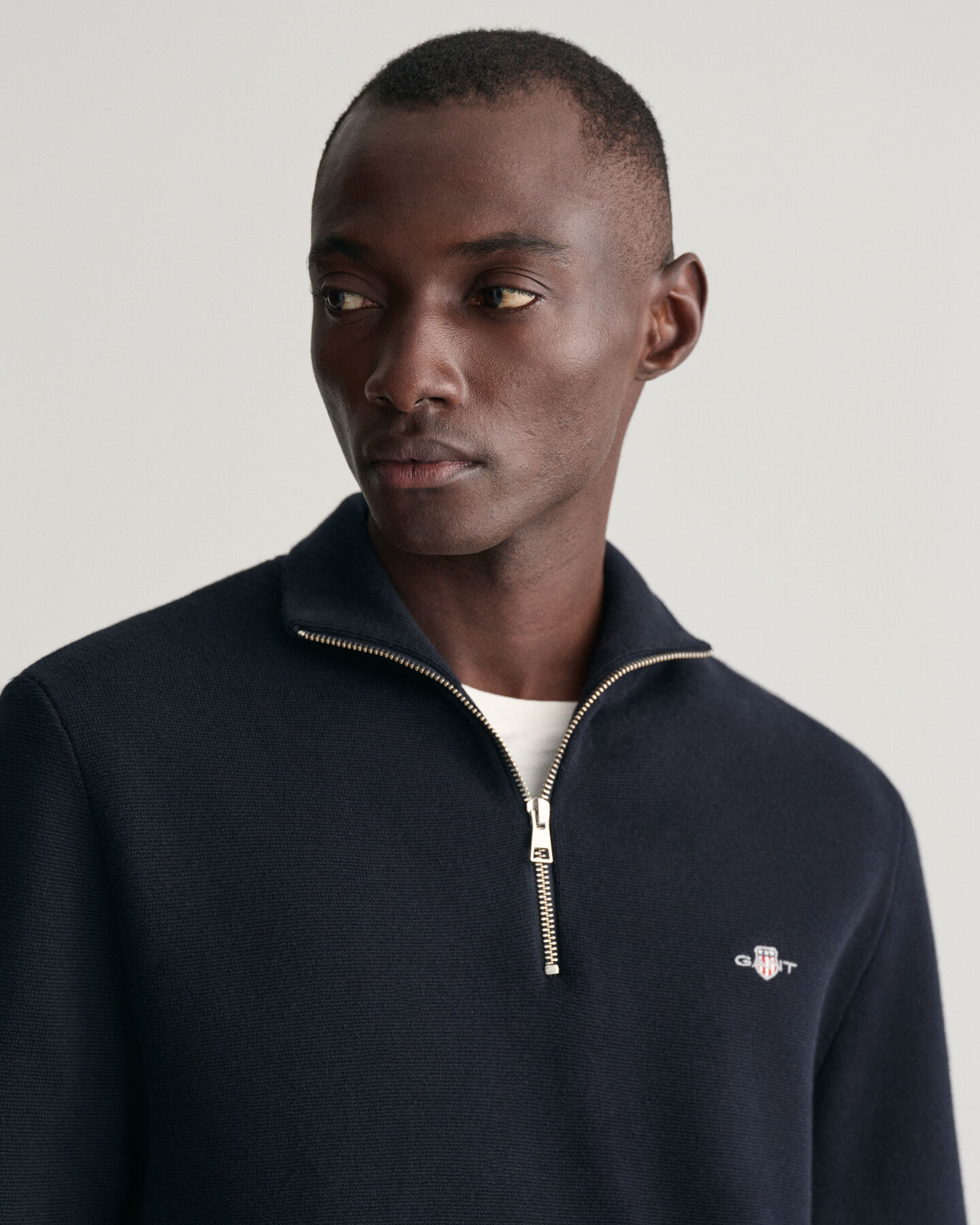 Pull à demi-zip en coton Milano Knit