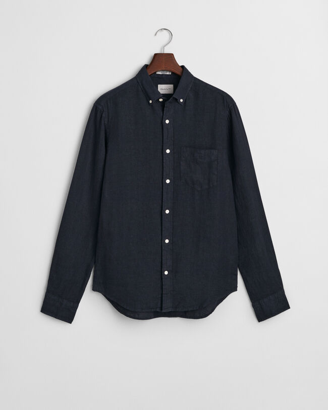 Chemise regular fit en lin teint en pièce