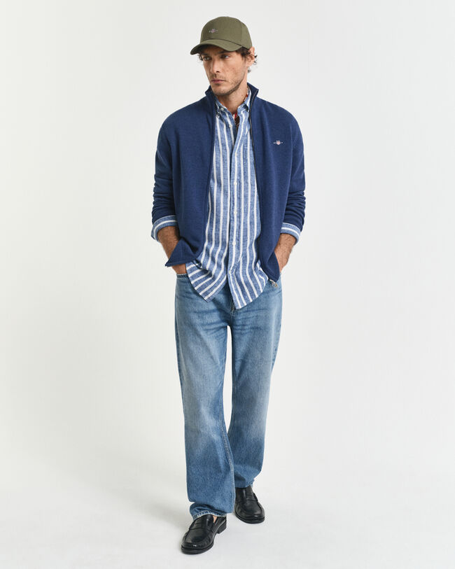 Cardigan zippé en coton décontracté