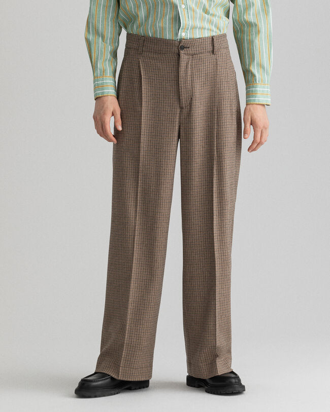 Pantalon de costume plissé à carreaux