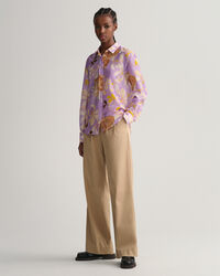Chemise regular fit en coton et soie &agrave; imprim&eacute; floral