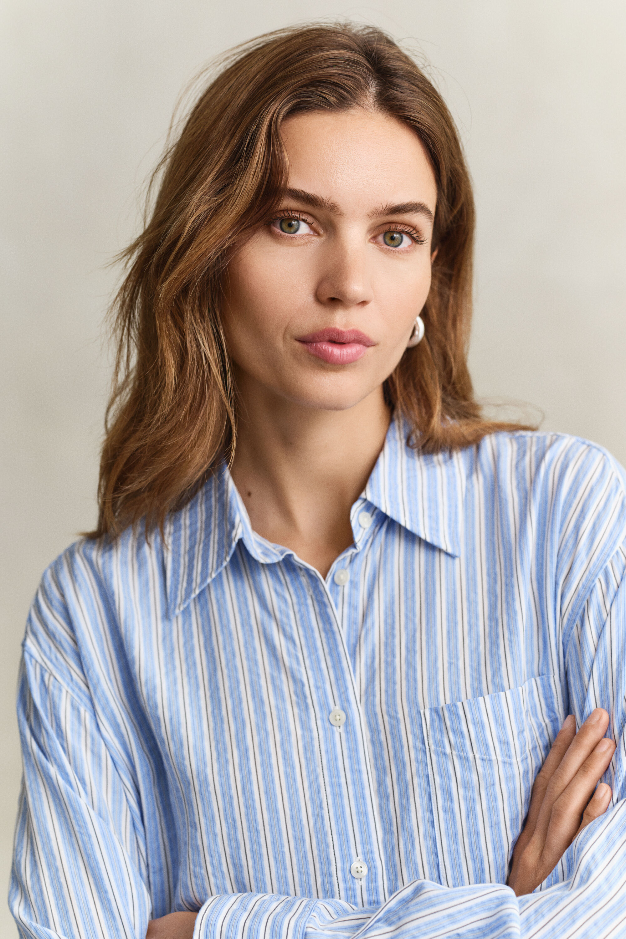 Robe chemise en seersucker à rayures