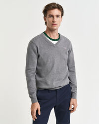 Pull col V en coton classique