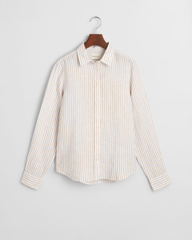 Chemise coupe regular en lin à rayures