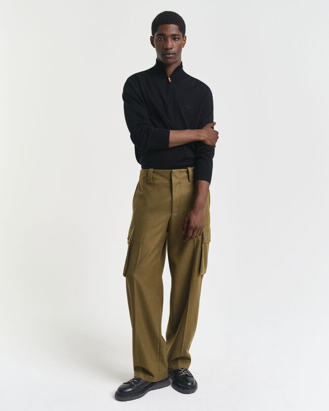 Pull à demi-zip en laine mérinos extrafine