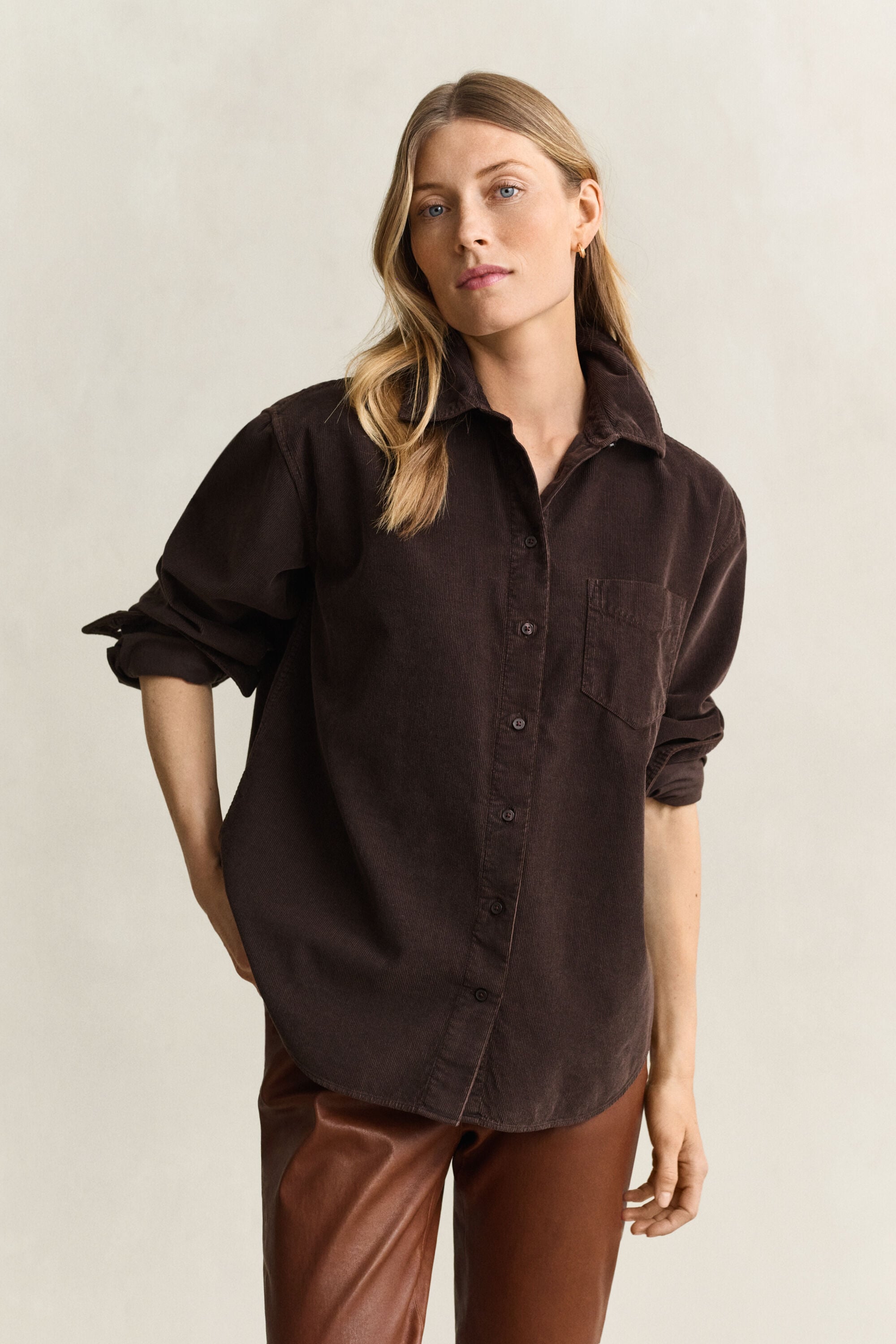 Chemise décontractée en velours côtelé