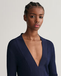 Haut col V c&ocirc;tel&eacute; &agrave; manches longues