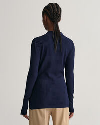 Haut col V c&ocirc;tel&eacute; &agrave; manches longues