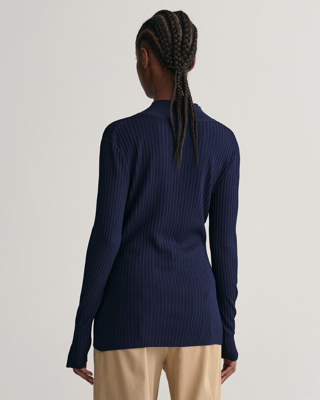 Haut col V c&ocirc;tel&eacute; &agrave; manches longues