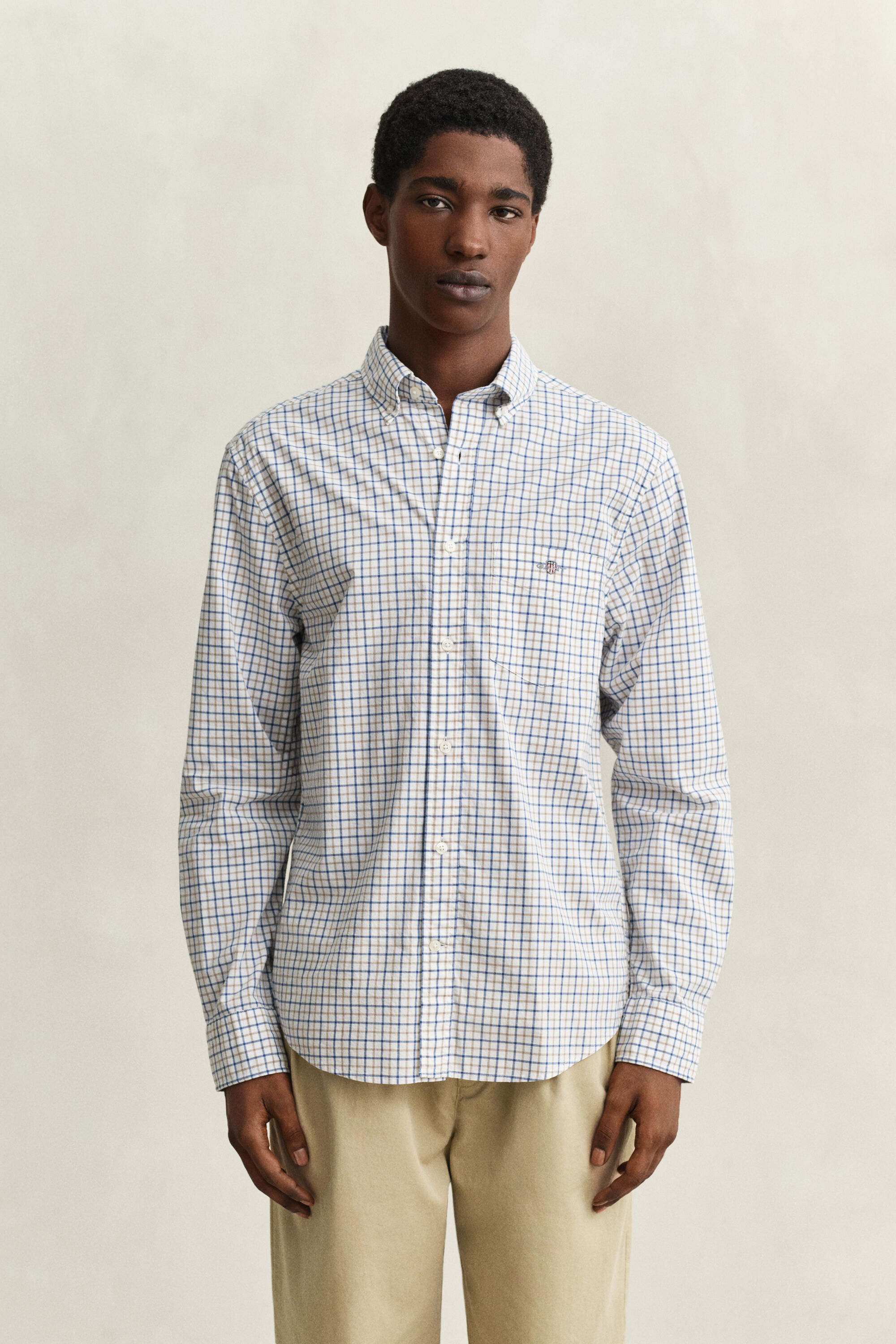 Chemise en popeline à carreaux classique