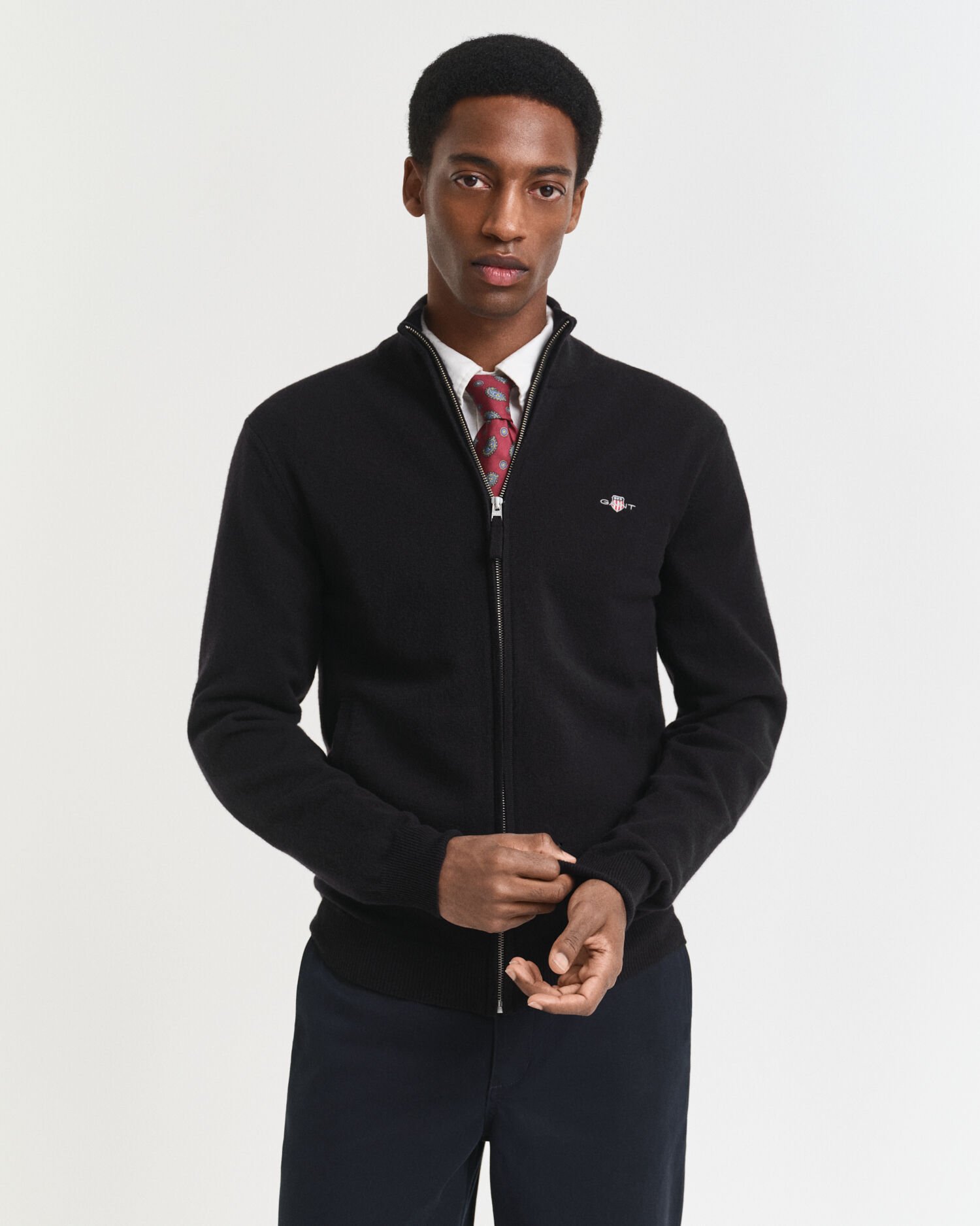 Cardigan zippé en laine d'agneau ultra-fine