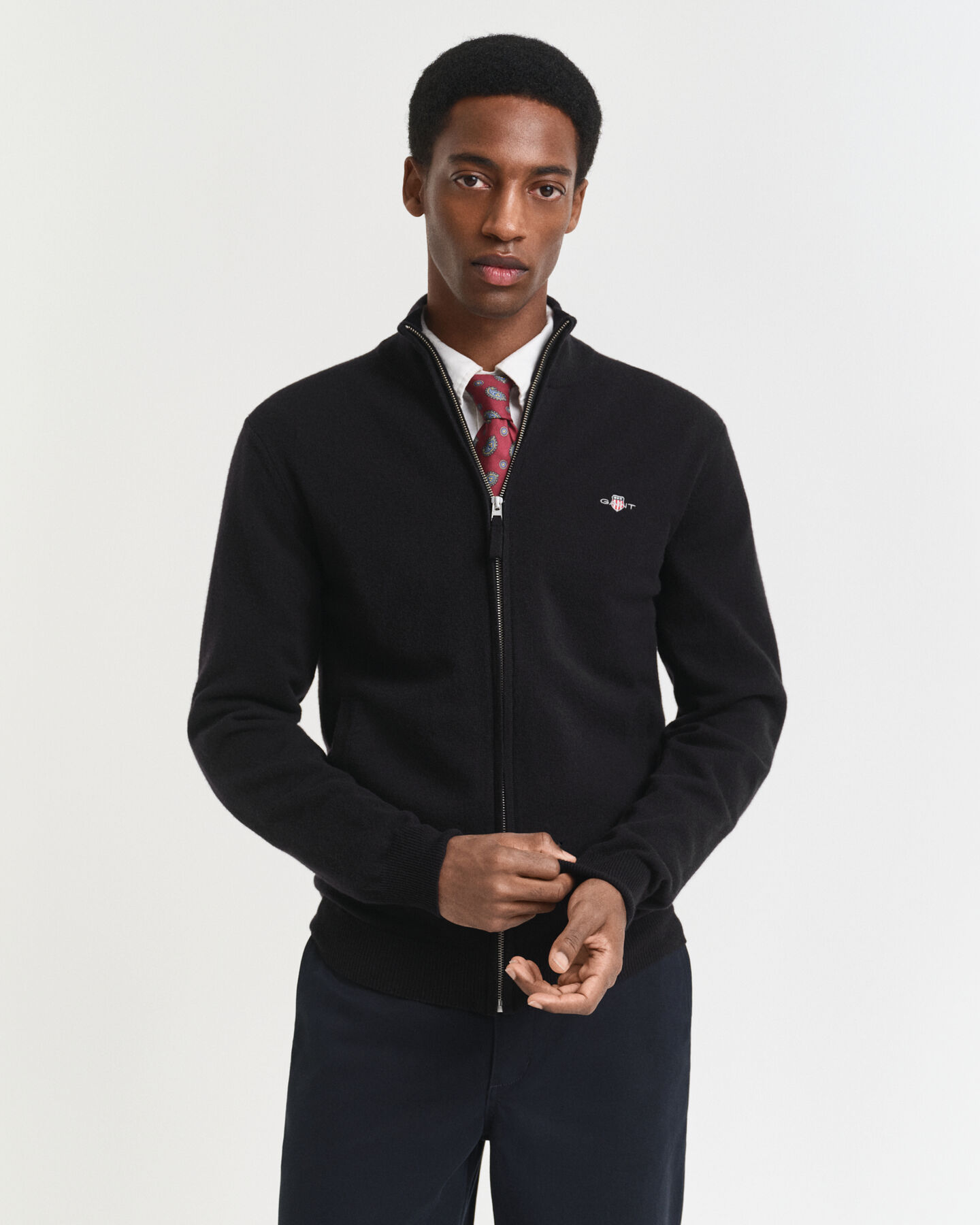 Cardigan zippé en laine d'agneau ultra-fine