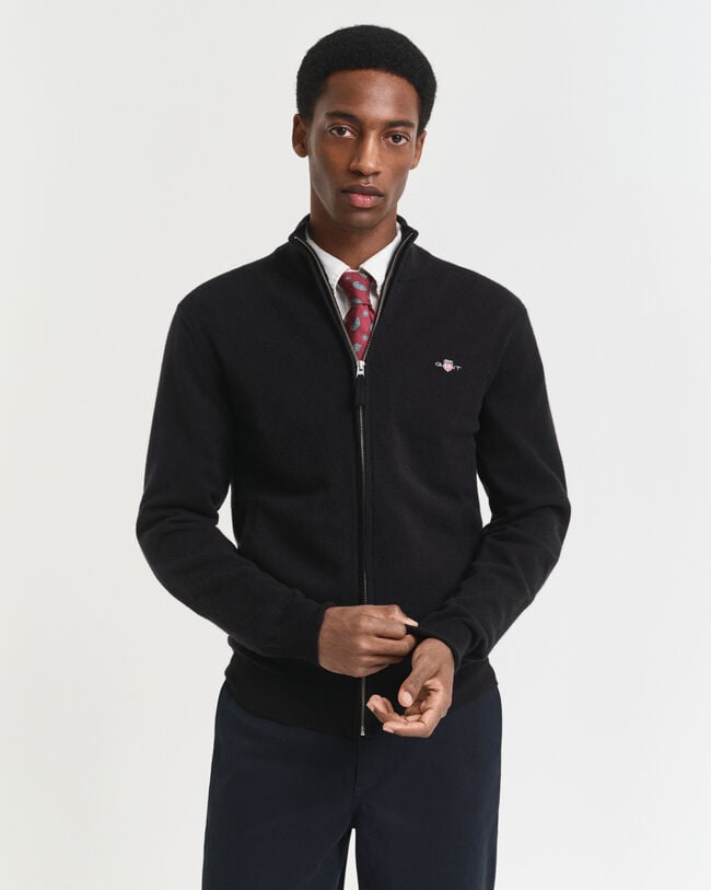 Cardigan zippé en laine d'agneau ultra-fine