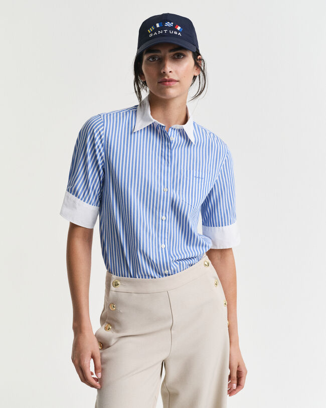 Chemise coupe regular à rayures contrastées