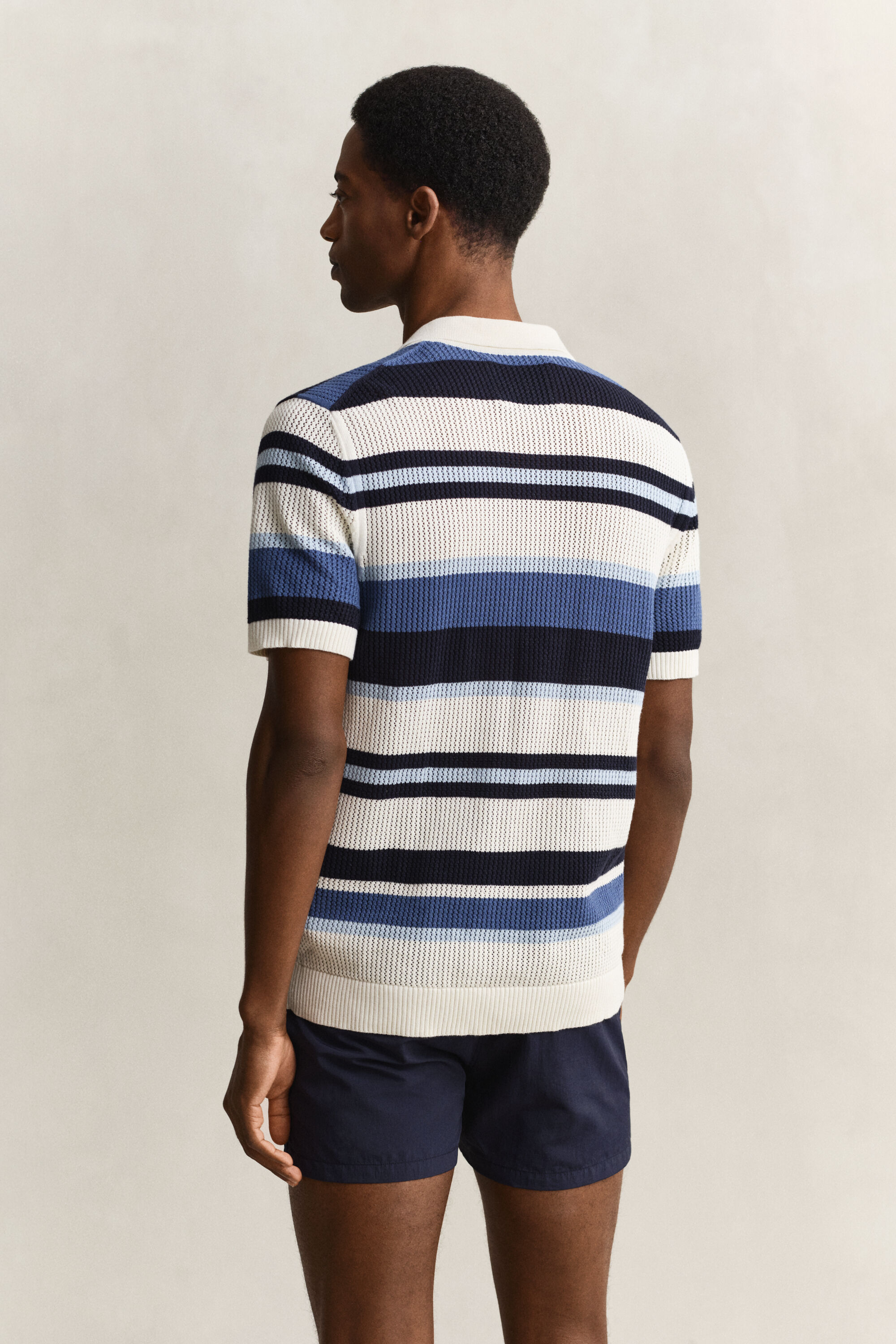 Pull façon polo à rayures