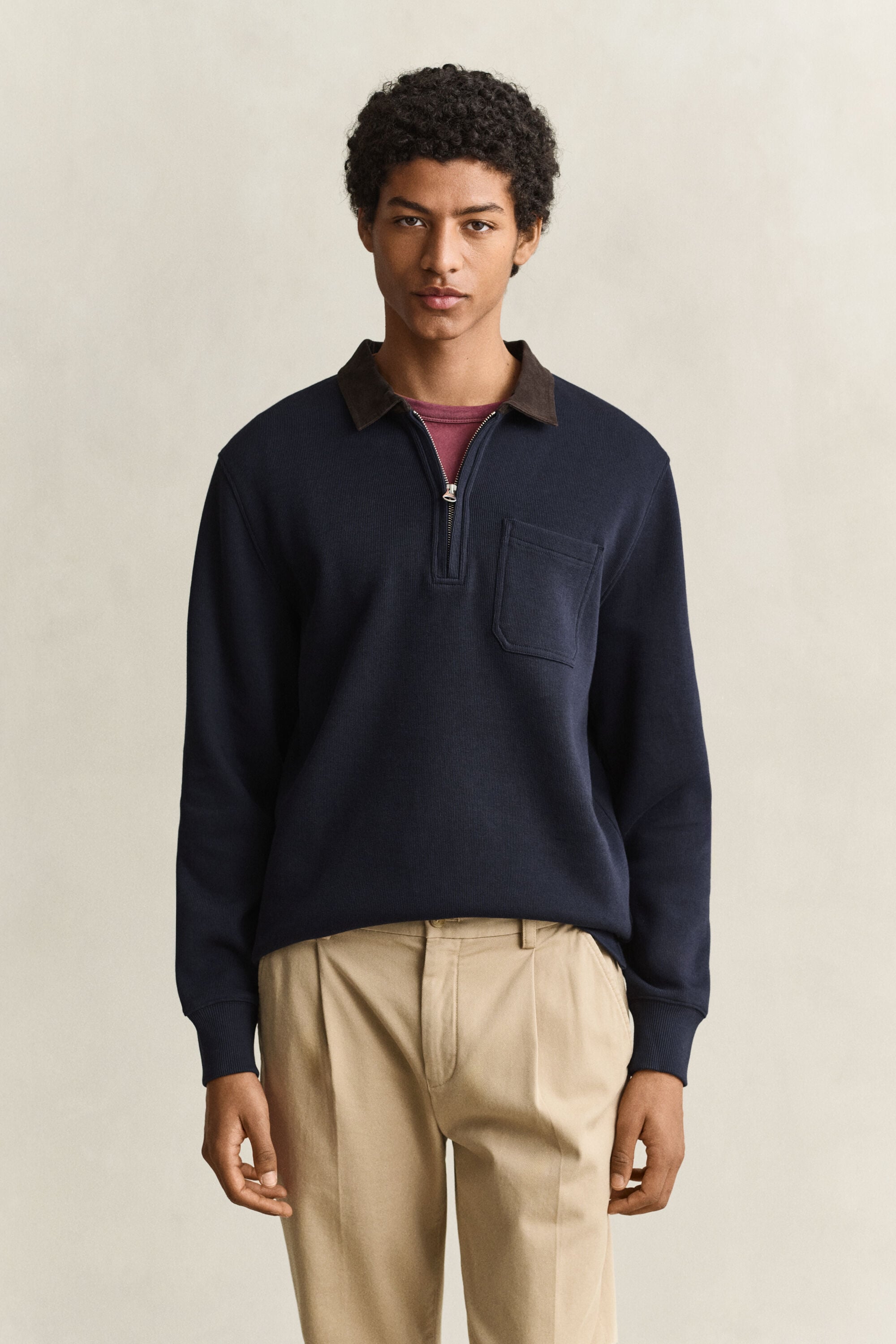 Polo Rugger à demi-zip