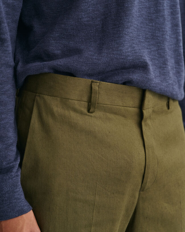 Pantalon de costume en coton et lin