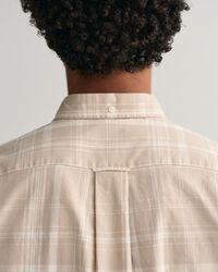 Chemise regular fit en coton et lin à carreaux