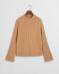 Pull col droit en laine &agrave; c&ocirc;tes larges