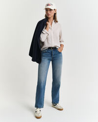 Chemise coupe regular en lin à rayures