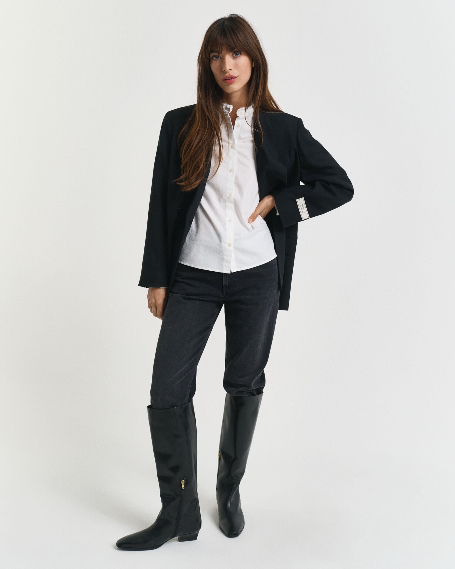 Chemisier classique en coton Oxford à volants