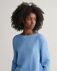 Pull col bateau en coton Textured