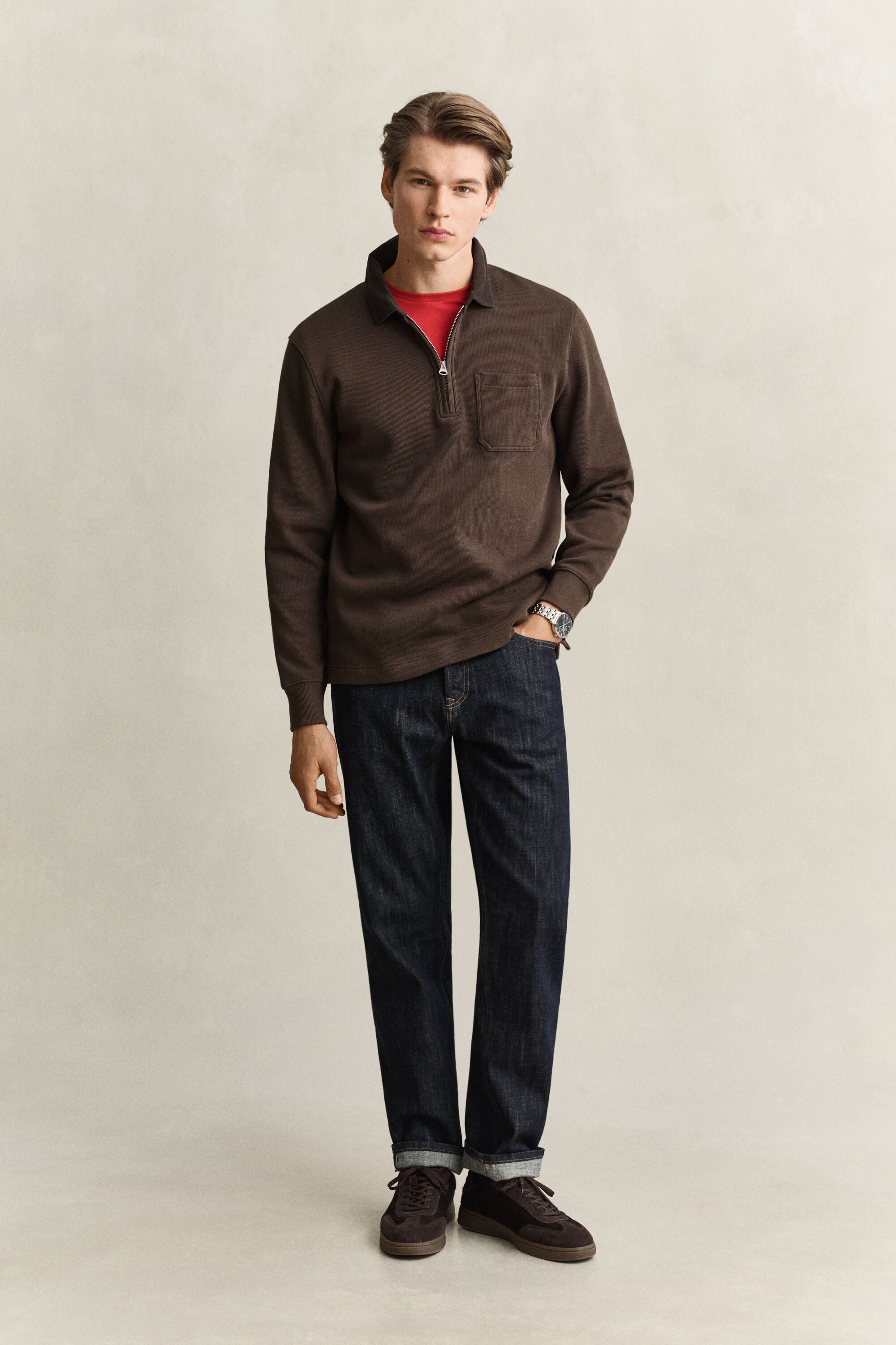 Polo Rugger à demi-zip