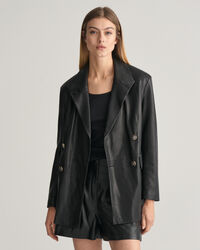 Veste blazer regular fit en cuir