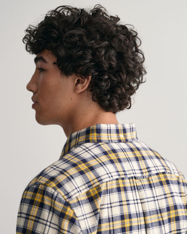 Chemise regular fit en coton Oxford brossé à carreaux