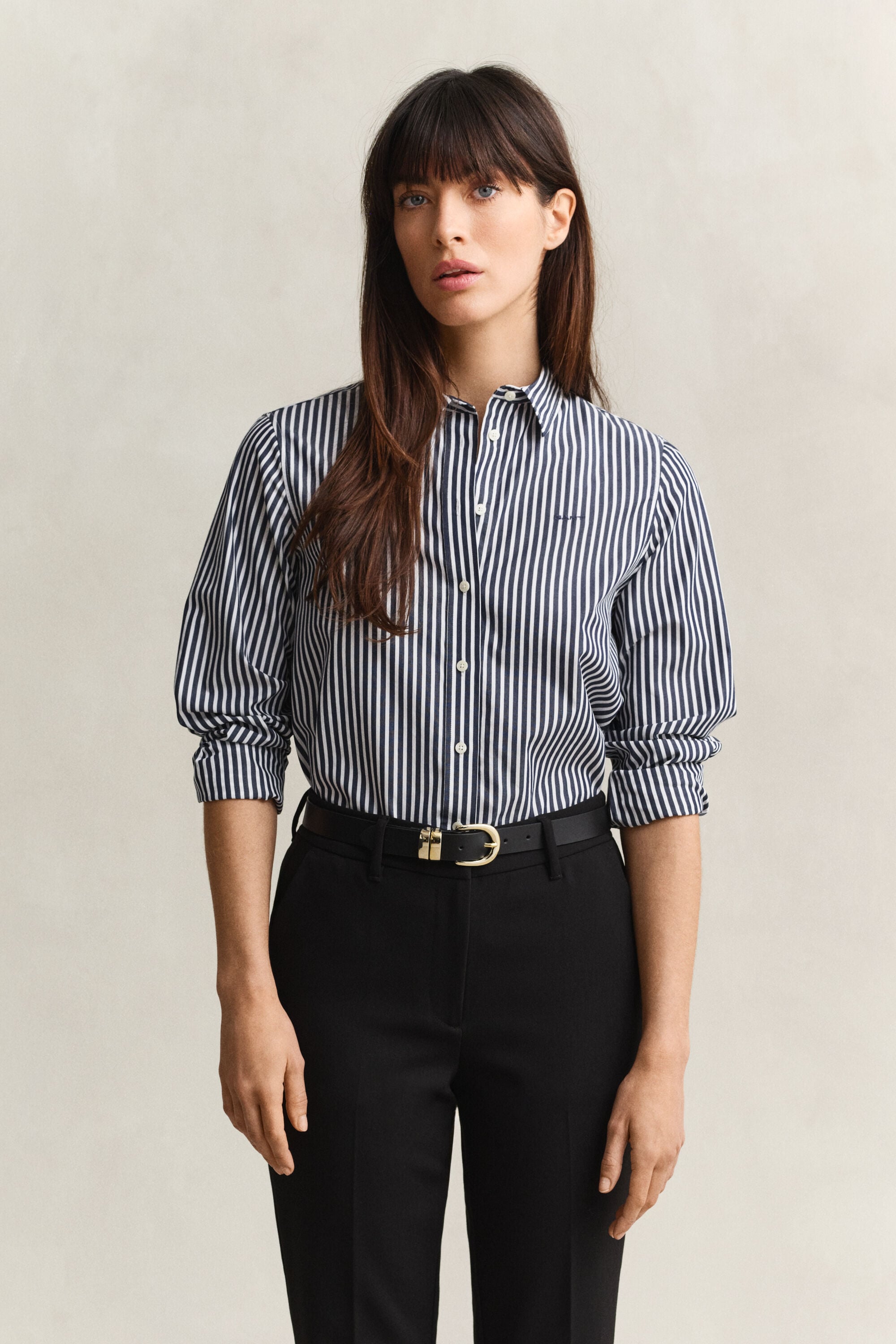 Chemise classique coupe regular en popeline à rayures