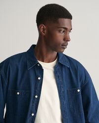 Chemise relaxed fit indigo textur&eacute;e