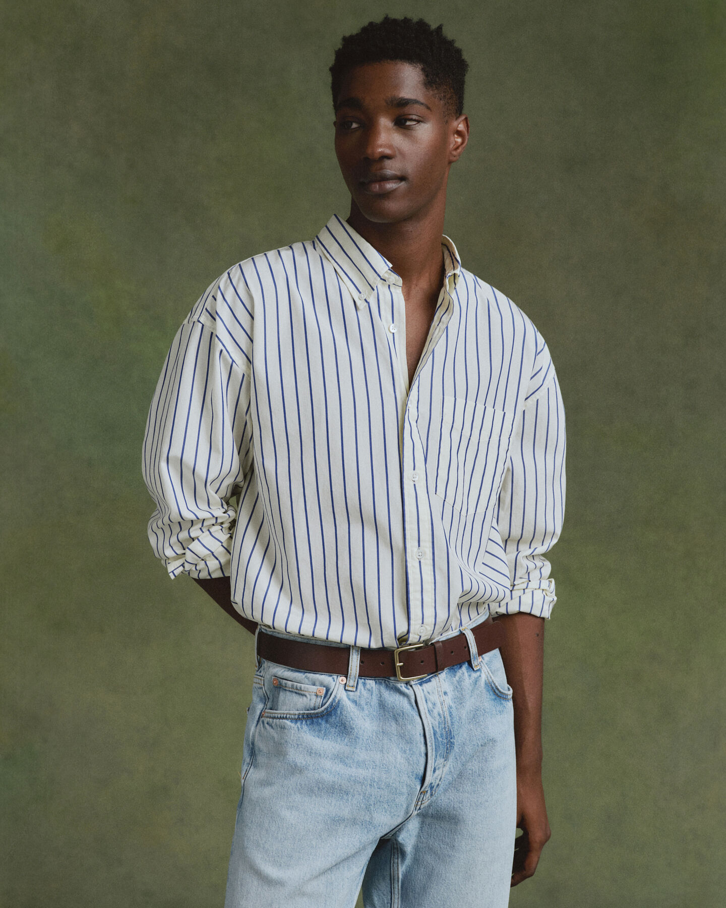 Chemise ultra-ample en popeline &agrave; rayures