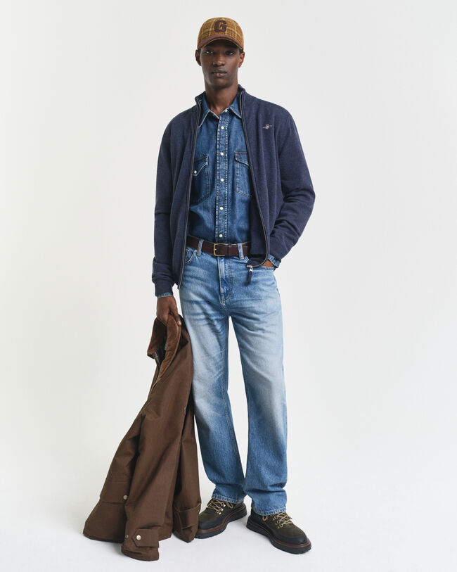 Cardigan zippé en laine d'agneau ultra-fine