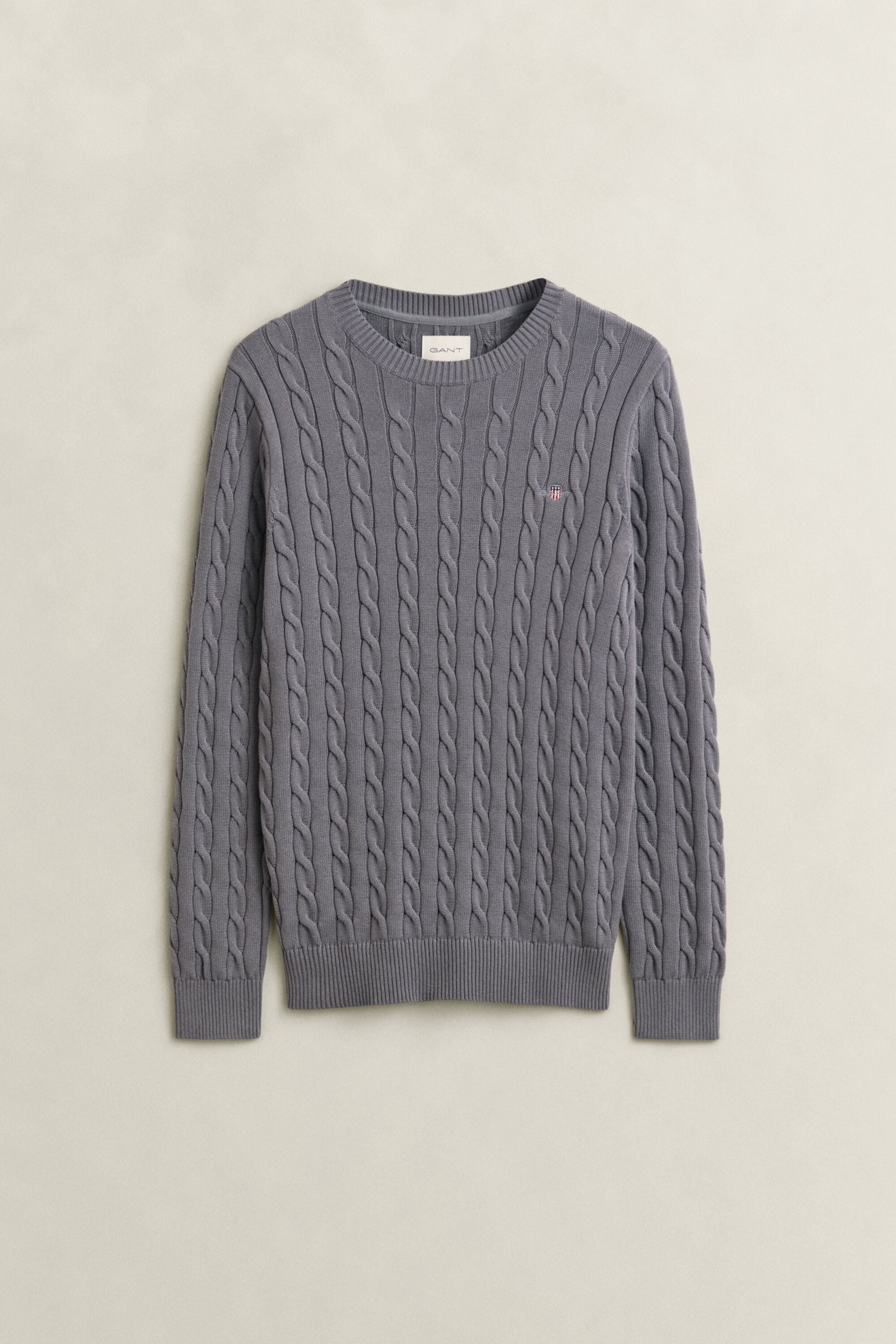 Pull col rond en maille de coton torsadée