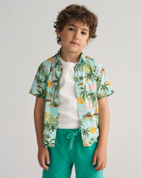 Chemise en coton &agrave; manches courtes Palm Print Kids