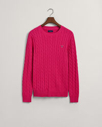 Pull ras du cou en maille de coton torsad&eacute;e