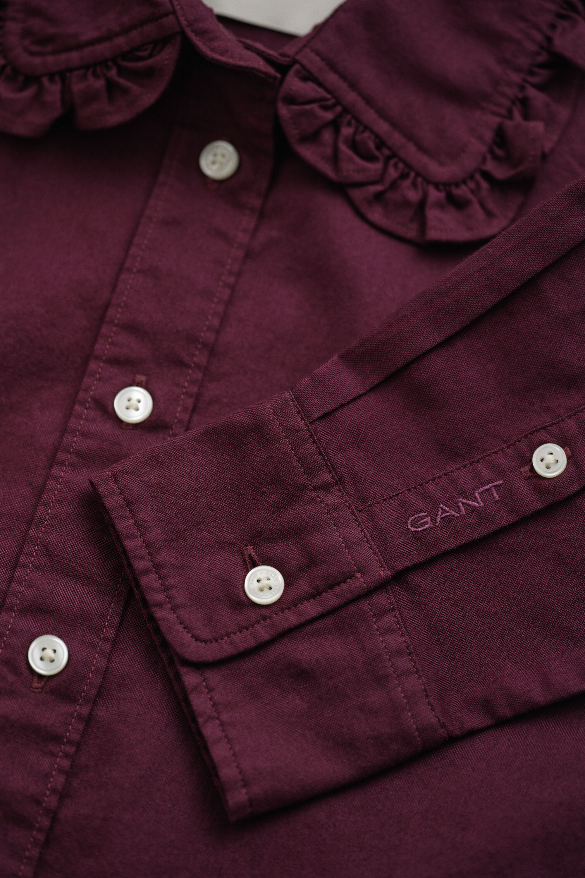Chemise en coton Oxford classique à volants