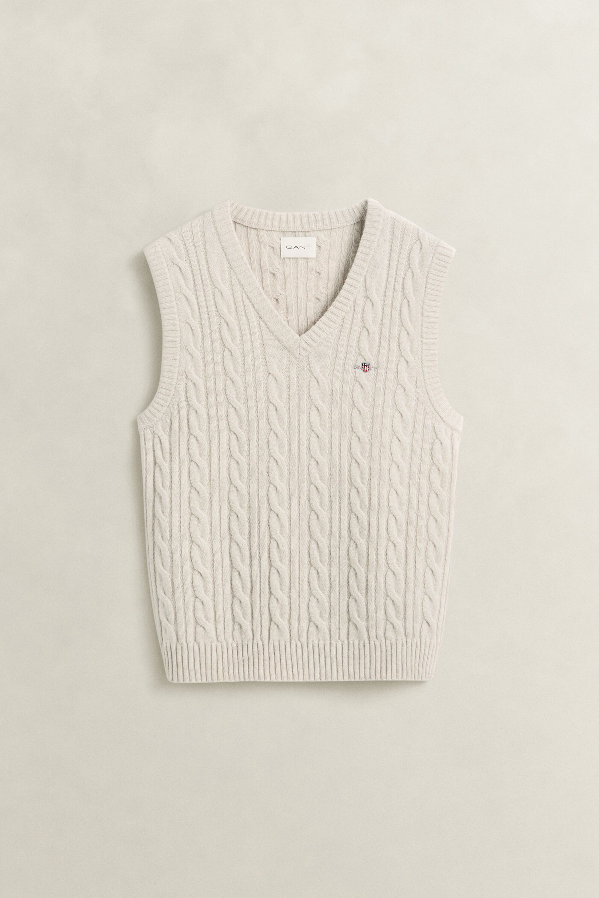 Pull sans manches en maille de laine d'agneau à torsades