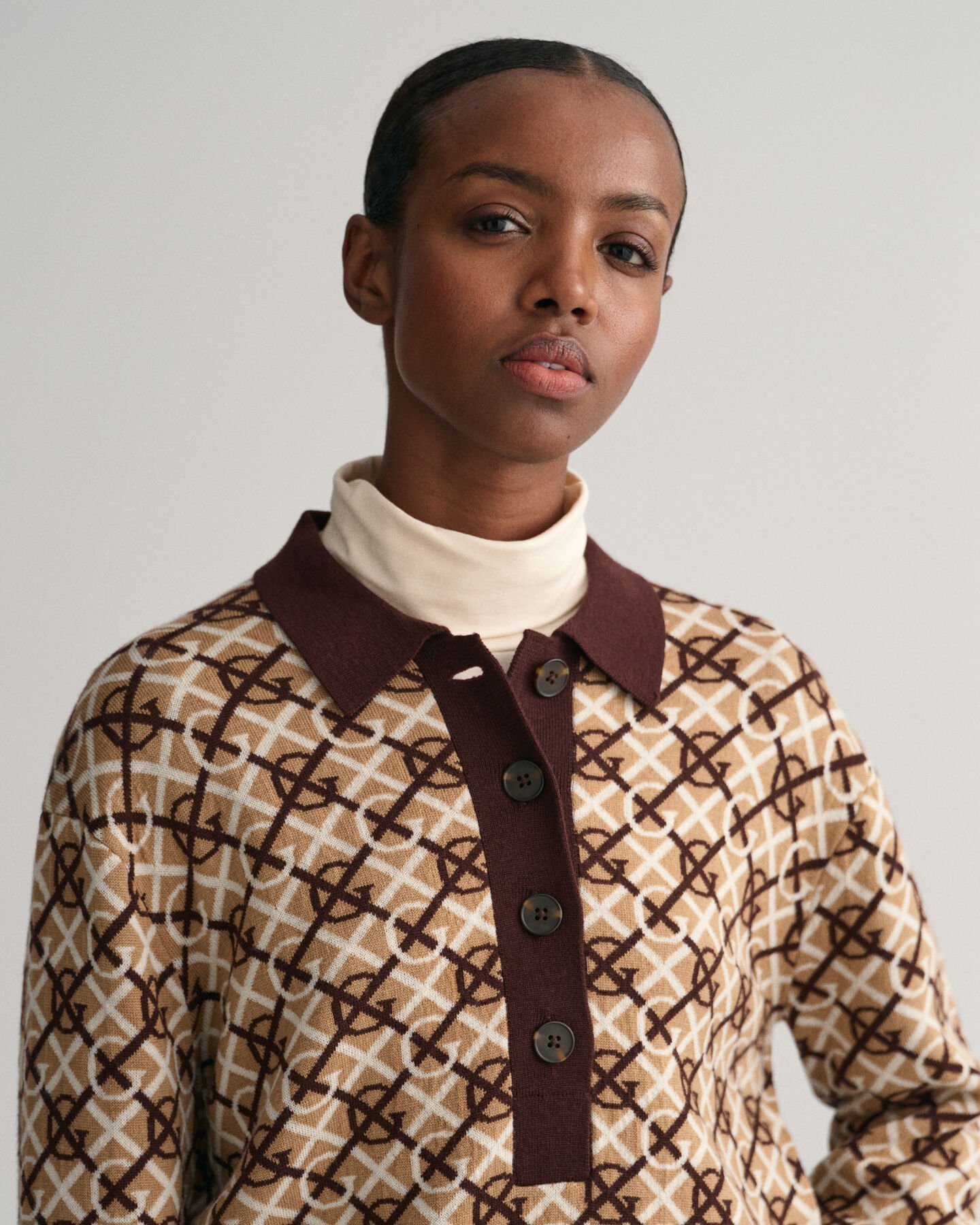 Pull fa&ccedil;on polo en maille G Patterned Jacquard