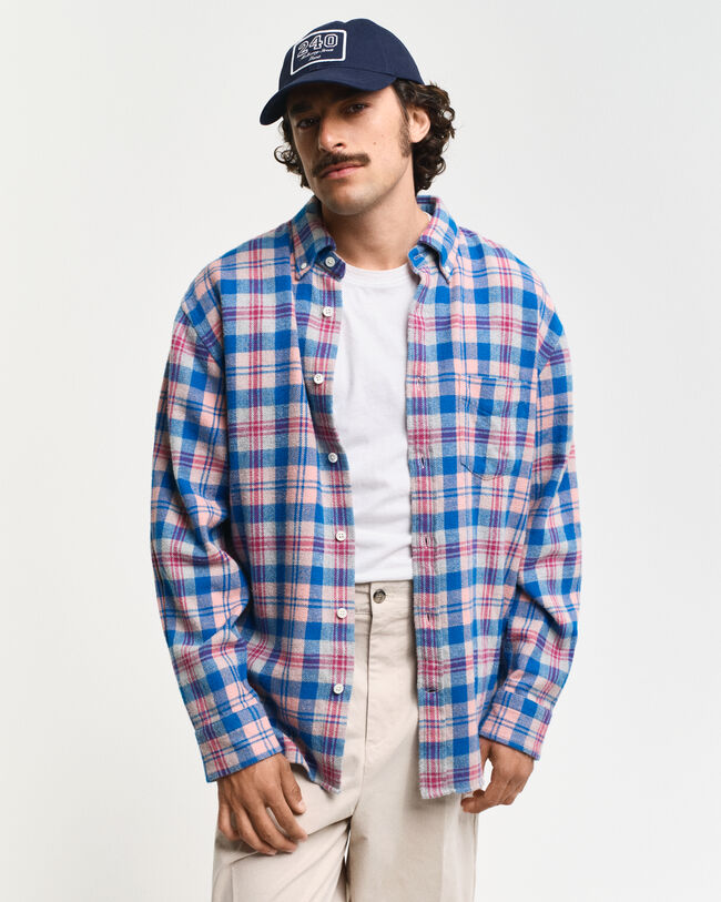 Chemise relaxed fit en flanelle &agrave; carreaux