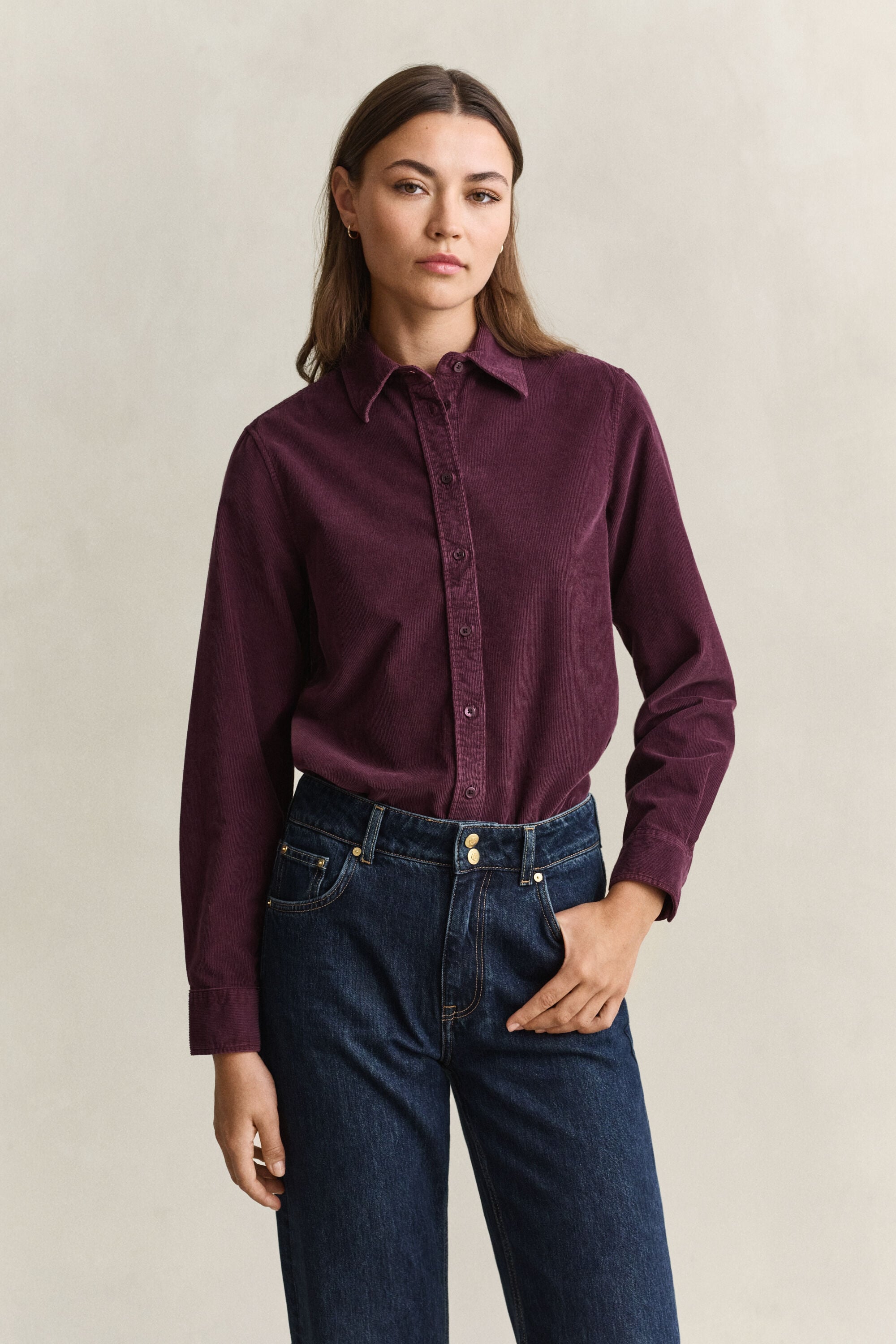 Chemise regular en velours côtelé