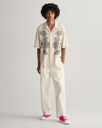 Chemise ultra-ample brodée à manches courtes