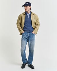 Pull à demi-zip en coton piqué