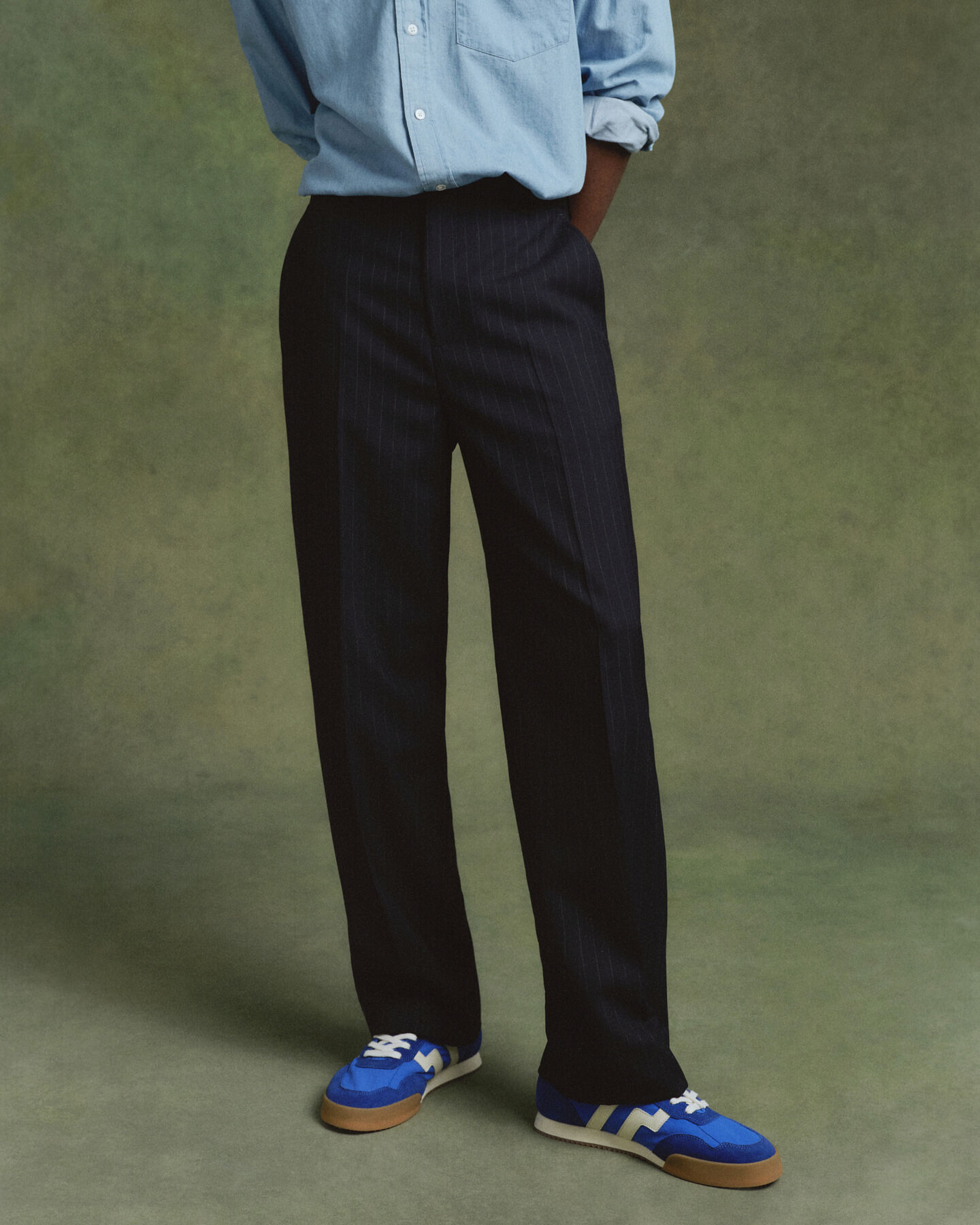 Pantalon de costume coupe d&eacute;contract&eacute;e &agrave; rayures tennis