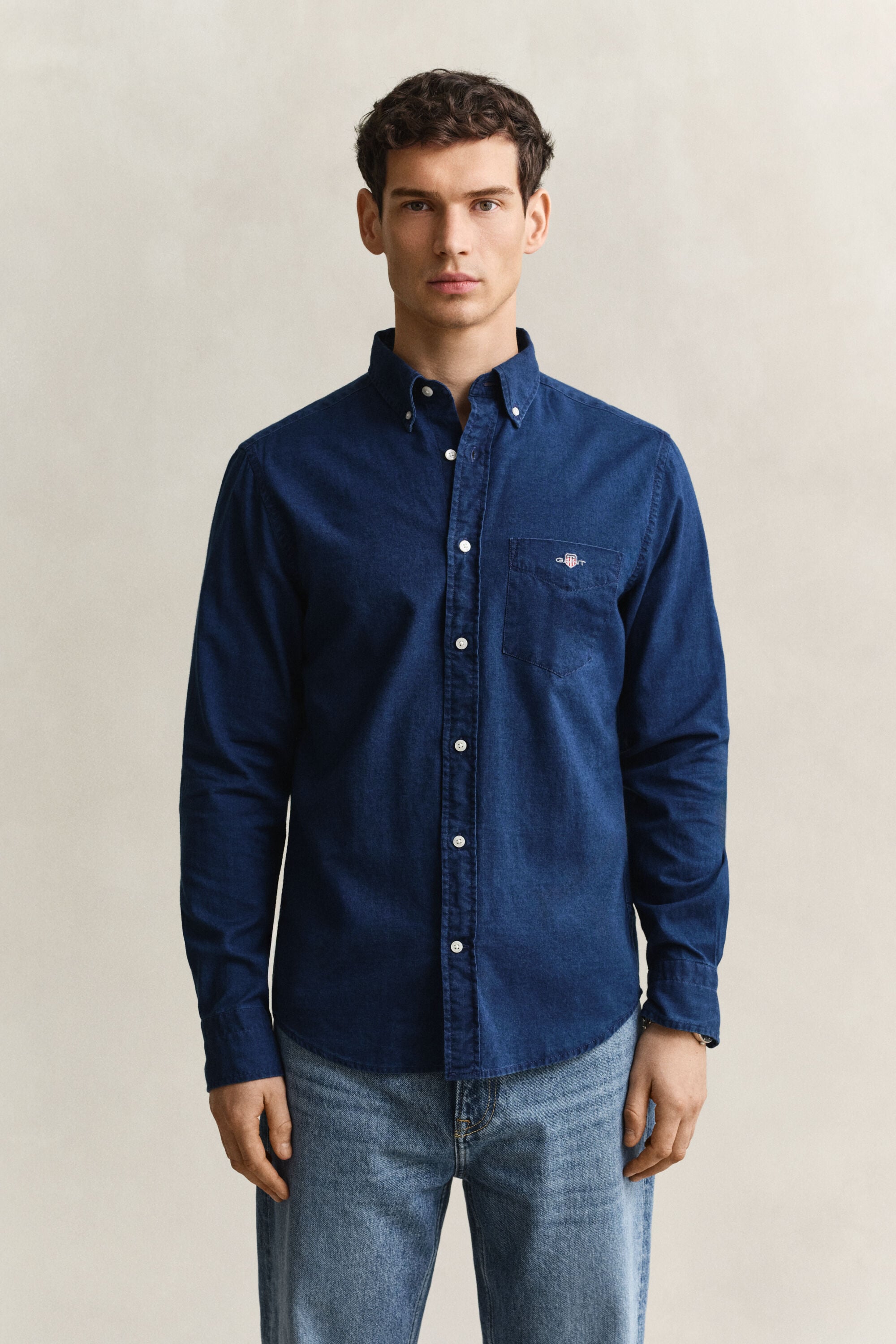 Chemise en coton Oxford indigo
