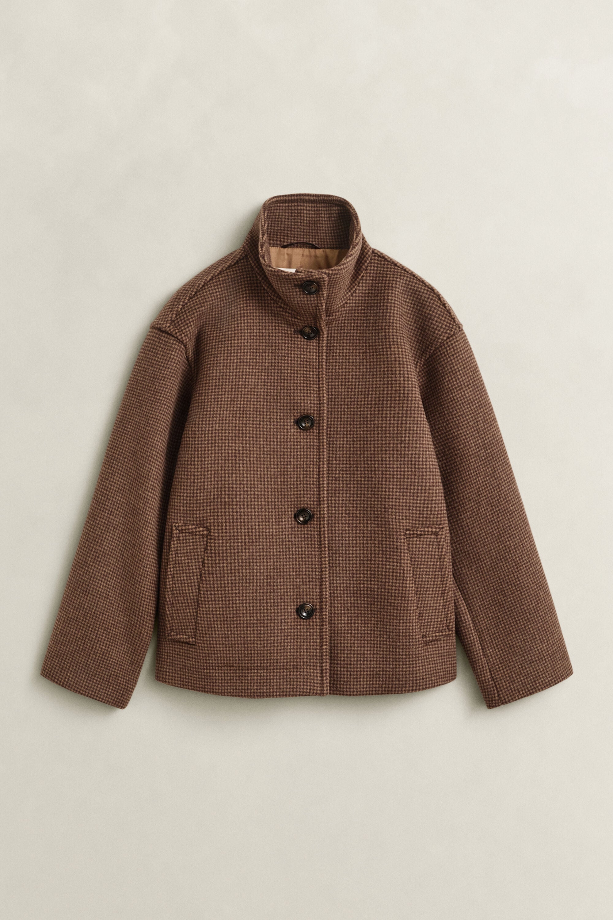 Veste à carreaux en laine mélangée