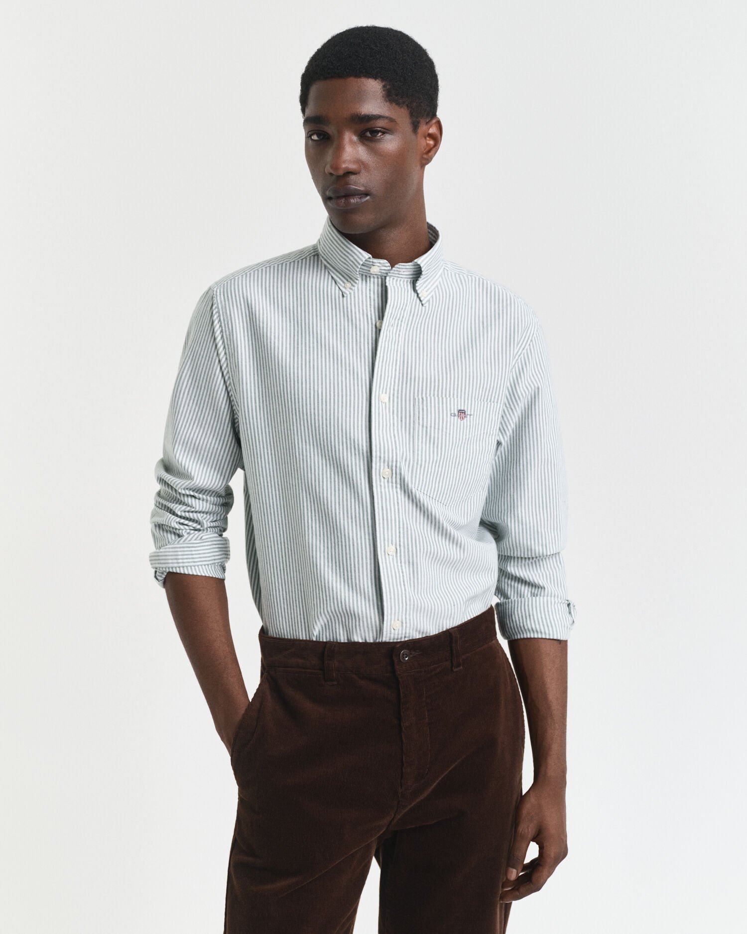 Chemise en coton Oxford classique à rayures Banker