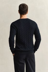Pull col rond en maille de coton torsad&eacute;e