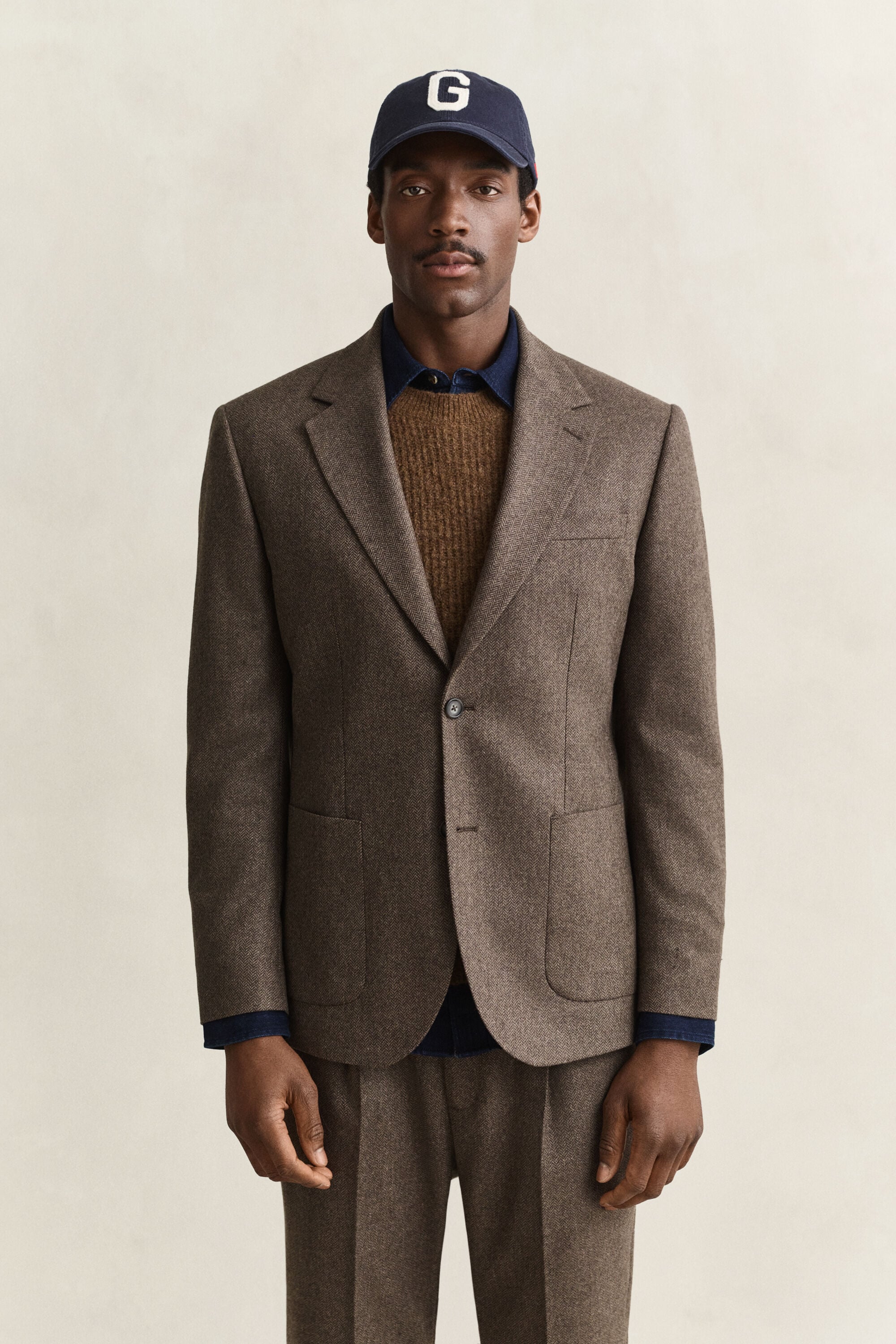 Veste de costume en laine à chevrons